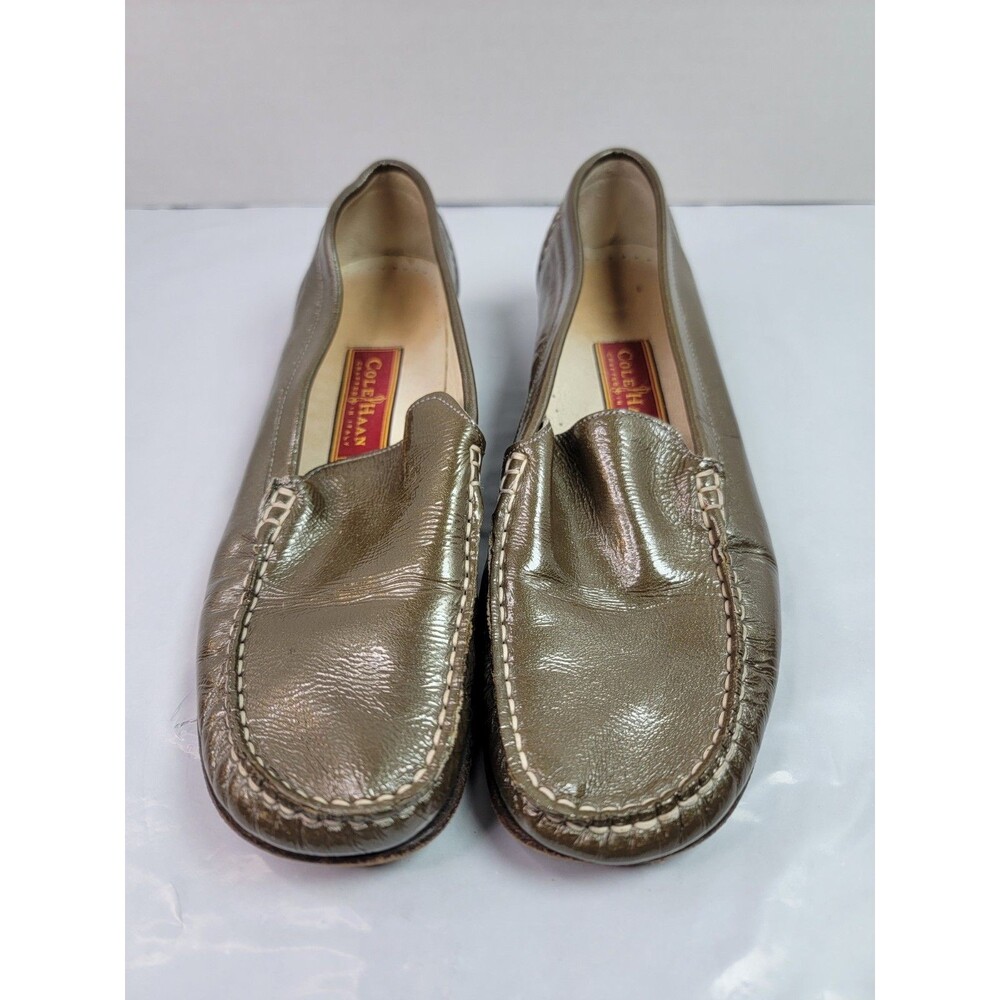 Cole Haan Crafted In Italy Women’s Loafers 6B Metallic Taupe Leather Slip On...